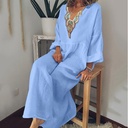 Loose-Fit Casual Plus Size Dress with Printed Design and Long Sleeves