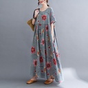Loose-Fit Plus Size Short-Sleeve Printed Dress