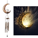 Solar-Powered Hollow Wrought Iron Moon Wind Chime Lamp for Religious Occasions