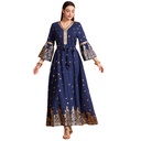 An elegant and luxurious long-sleeve dress with exquisite bronzing details, designed to combine sophistication and modesty