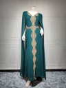 Luxury Arabic Chiffon Dress with Cape Design and Wide Lace Sleeves – Inspired by Arabic Heritage 