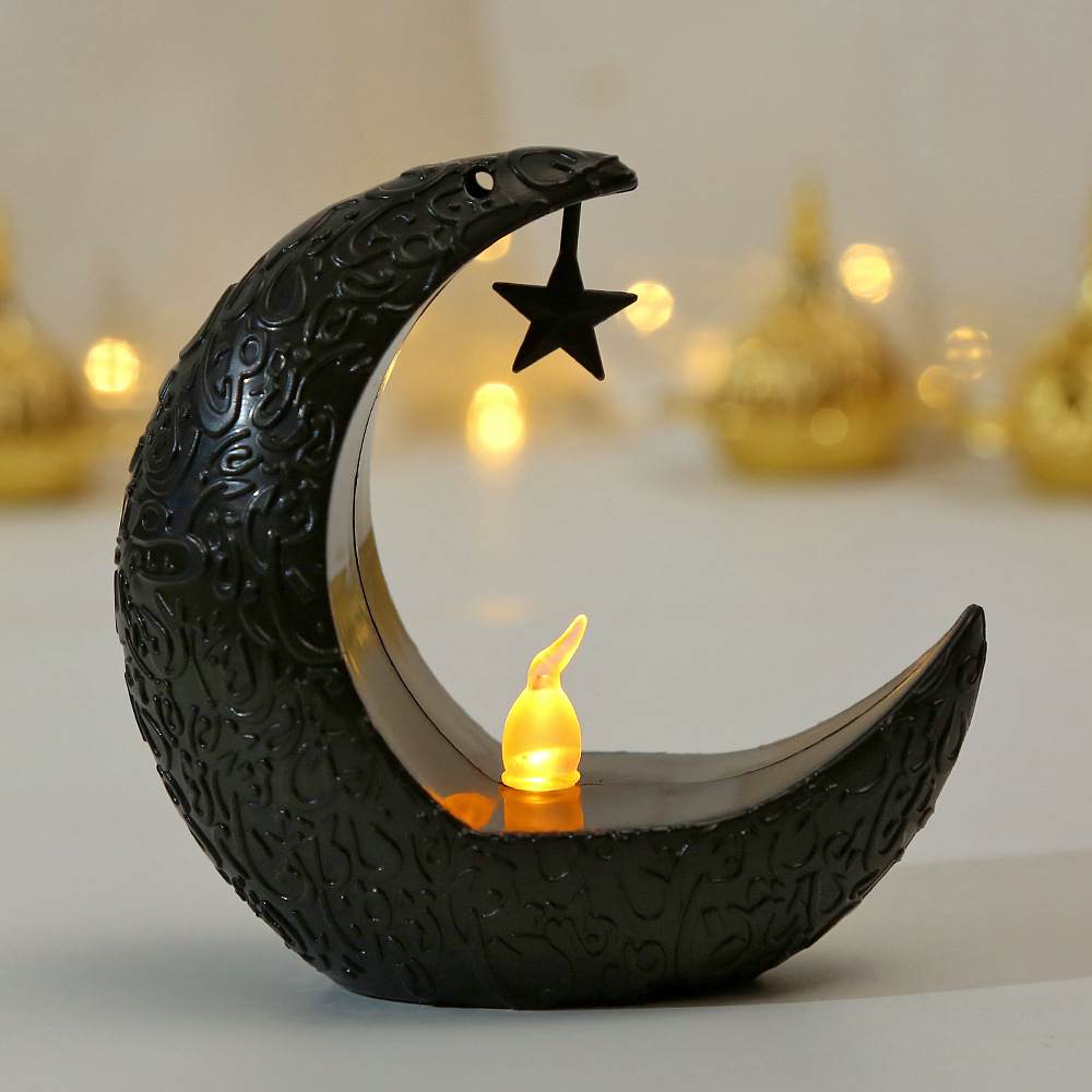 Star Moon Candlestick - Arabian Lantern with Electric Storm Candle