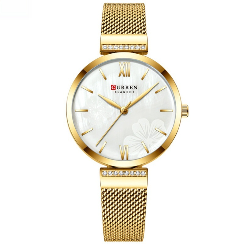 Elegant women's watch with a simple design, featuring quartz movement and an alloy construction