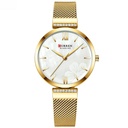 Elegant women's watch with a simple design, featuring quartz movement and an alloy construction