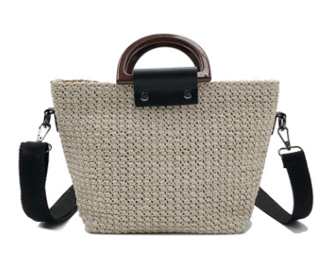 An elegant straw bag with a modern design that combines simplicity and luxury