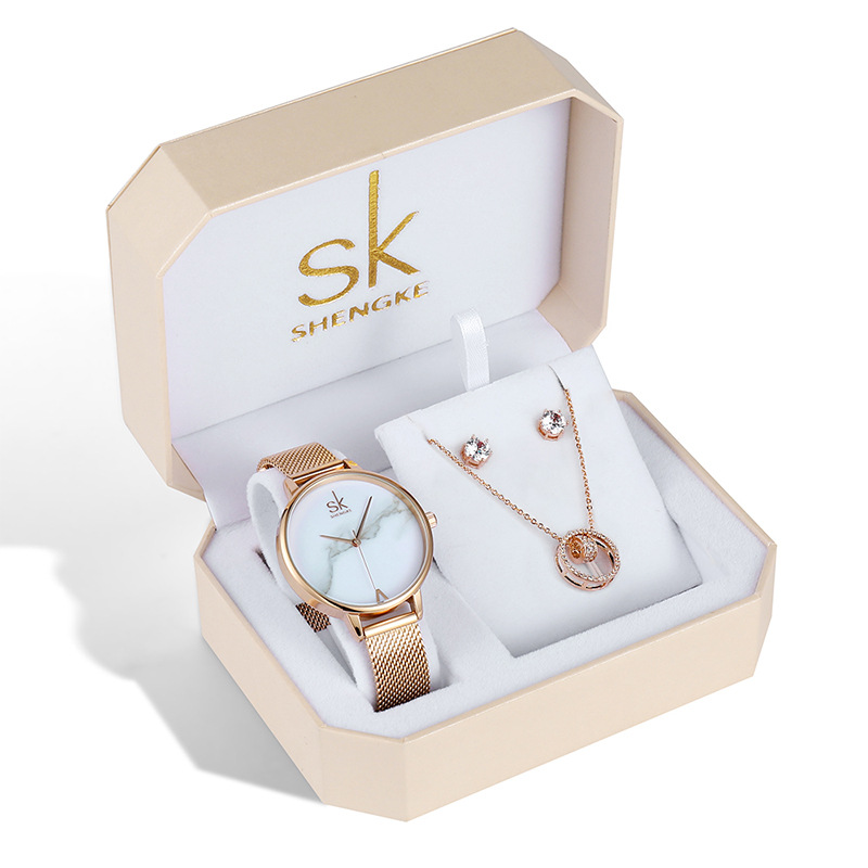 Three-Piece Rose Gold Watch Set with Elegant and Modern Design