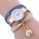 Fashionable Circle Quartz Bracelet Watch with Leather Band for Women