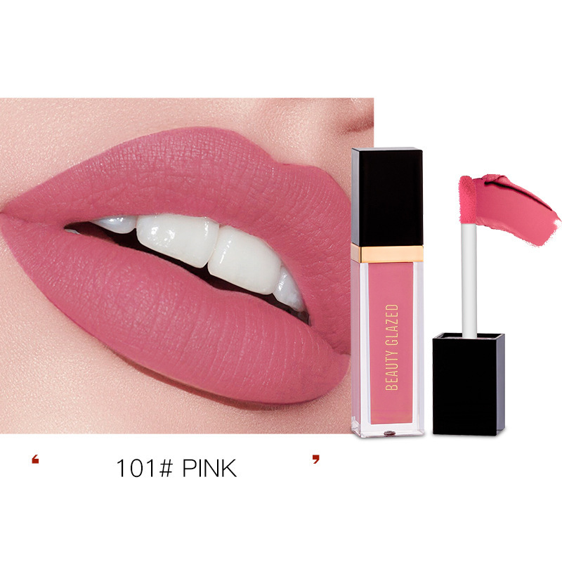 Matte lipstick available in 24 luxurious shades, featuring long-lasting wear for an elegant and velvety finish