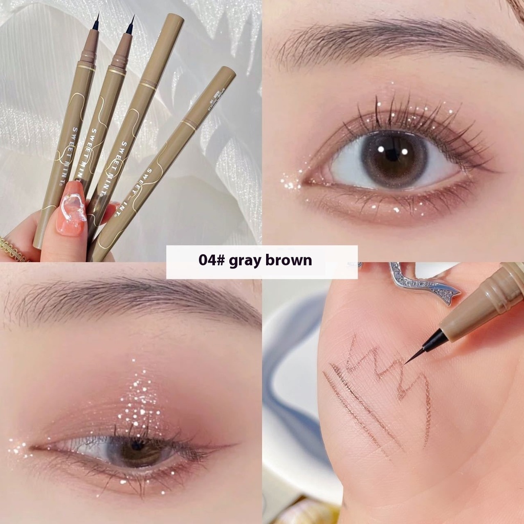 The "Sweet Mint Slim Eyeliner" is marketed as a waterproof, sweatproof, long-lasting, and non-smudge eyeliner