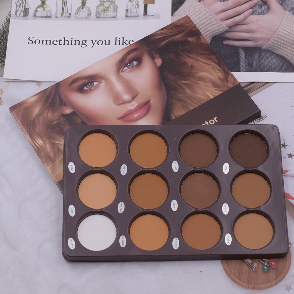 Achieve a flawless look with a 12-color makeup correction and contouring set
