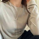 Elegant Long Necklace with a Simple Bow Drawstring Design