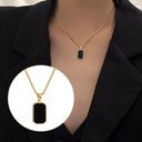 Rectangular Gold-Plated Necklace with a Modern, Fade-Resistant Design – Made of Titanium Steel with an Elegant and Contemporary Style