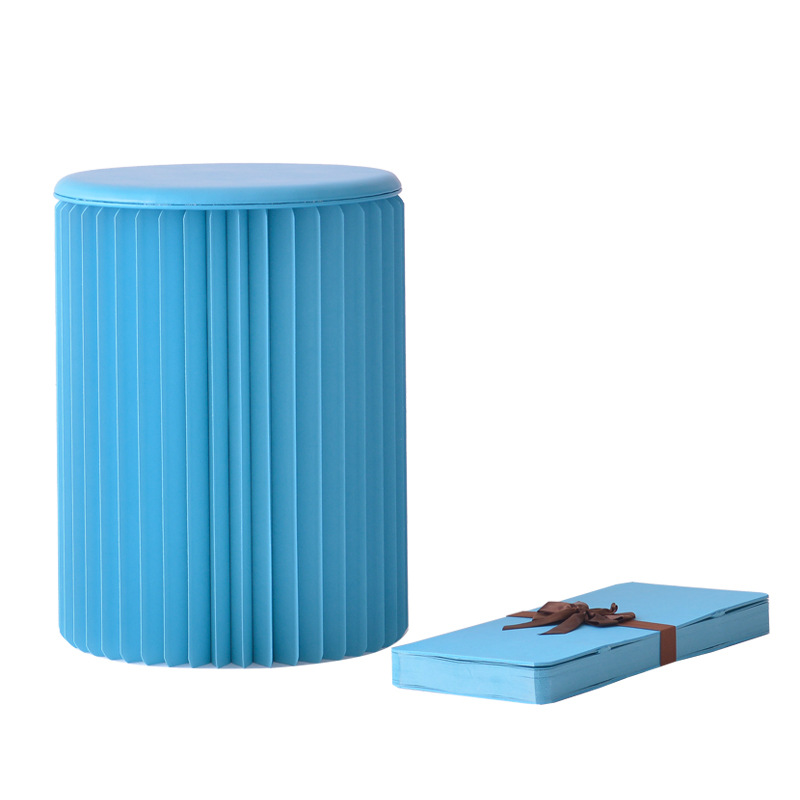 Accordion Foldable Chair Made of Kraft Paper – Equipped with a Comfortable Cushion – Lightweight, Portable, and Stylishly Designed, Perfect for Small Spaces