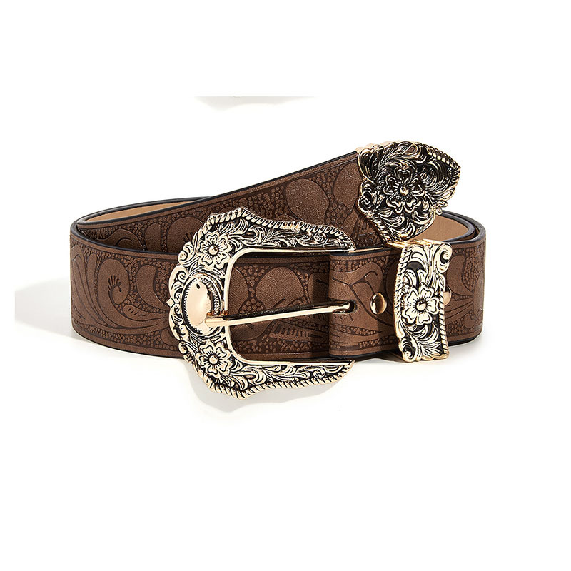 Brown Belt with Unique Texture and Classic Pin Buckle in a Modern Design