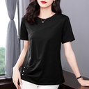 Women's Short-Sleeve Solid Color Blouse with a Loose, Stylish Design for a Modern and Comfortable Look
