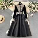 Elegant French dress with machine embroidery and a modern design for a standout look