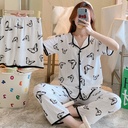 Women's Casual Three-Piece Cotton Pajama Set – Featuring a Stylish Design with a Trendy Print 