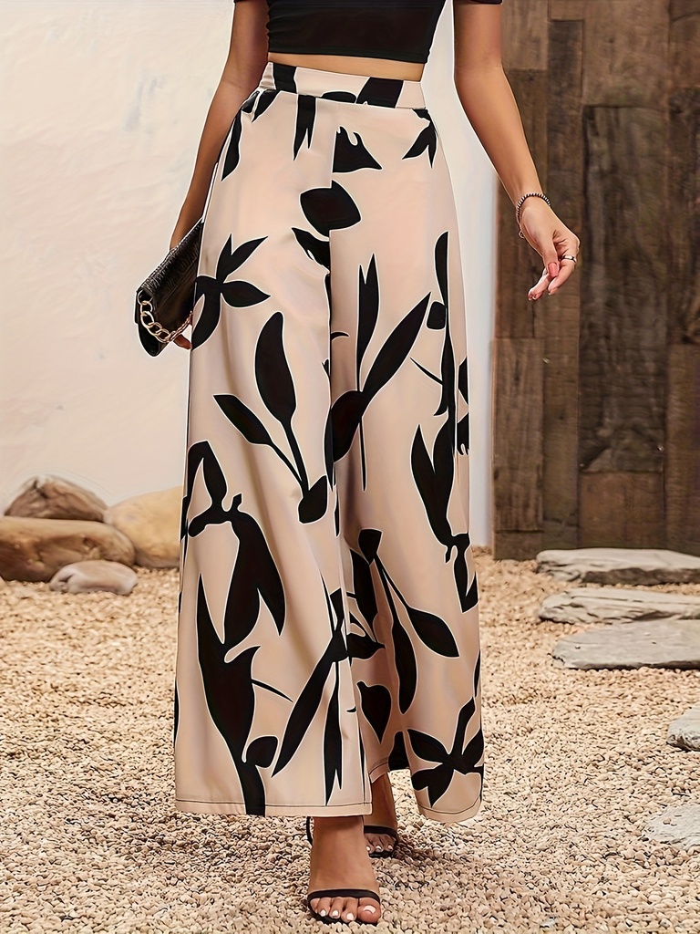 High-waisted wide-leg casual pants – elegant and flowy design for a comfortable and modern look