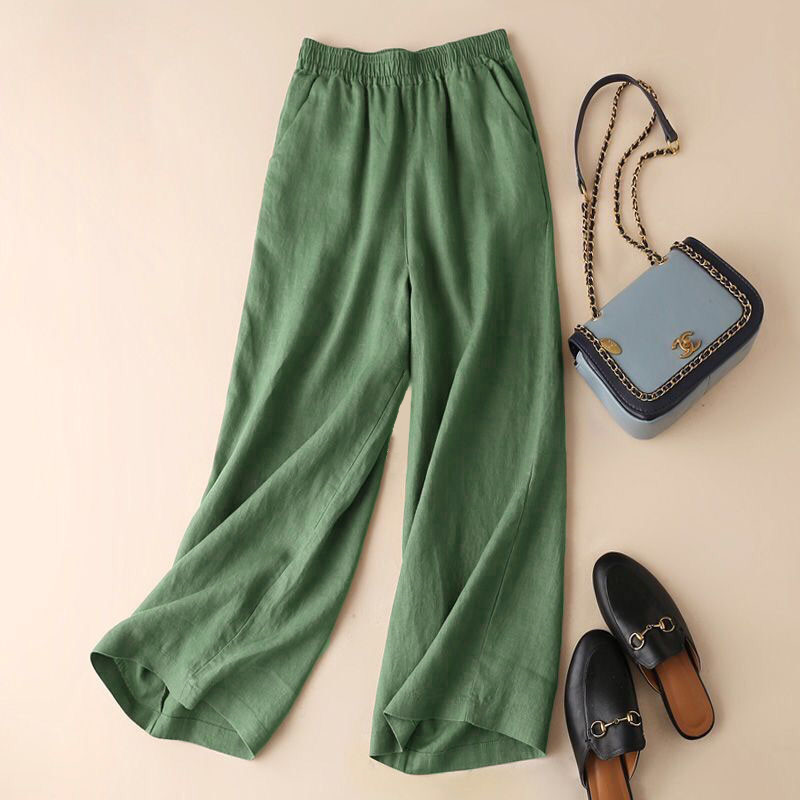 Women's wide-leg cotton pants with a modern and practical European design, offering comfort and style for a standout everyday look 