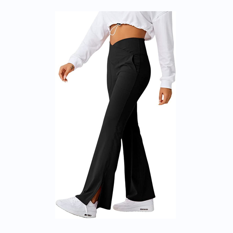 Women's wide-leg pants with a comfortable fit, stylish flared cut, and side slits — perfect for everyday looks with a modern and practical touch