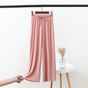 Wide-leg ice silk pants with a soft, draping fabric for an elegant and comfortable look