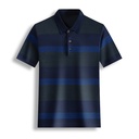 Modern men's short-sleeve top with a comfortable fit, combining classic stripes and colorblock design for a stylish and youthful look