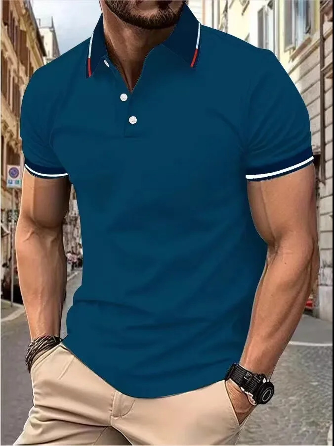 بلوزة رجالية كاجوال بأكمام قصيرة، بتصميم عصري أنيق وألوان جذابة تناسب الإطلالات اليومية