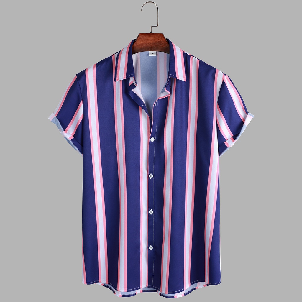 Modern Men's Shirt with a Casual Striped Design and Short Sleeves for a Stylish and Comfortable Look