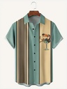 Stylish men's shirt with a modern design, featuring a striped pattern and short sleeves, complemented by front buttons that add an elegant artistic touch to your look