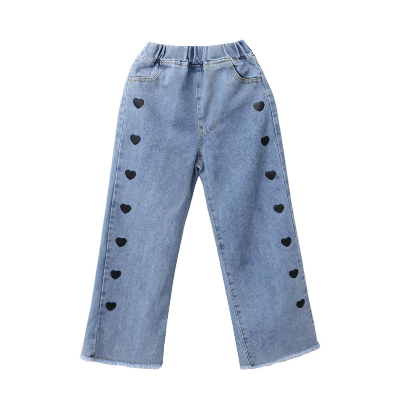 Girls' wide-leg jeans with a stylish design, offering a modern and comfortable look suitable for various everyday occasions