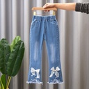 Girls' wide-leg denim pants with a casual design — perfect for a comfortable and stylish look