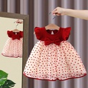 Elegant girls' dress with a princess-style design inspired by Western fashion, adorned with cute heart patterns — giving your little one a soft and charming look