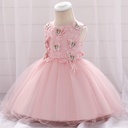 Elegant baby girl dress with a soft princess-style design, adorned with butterflies and layered puff mesh — perfect for parties and special occasions