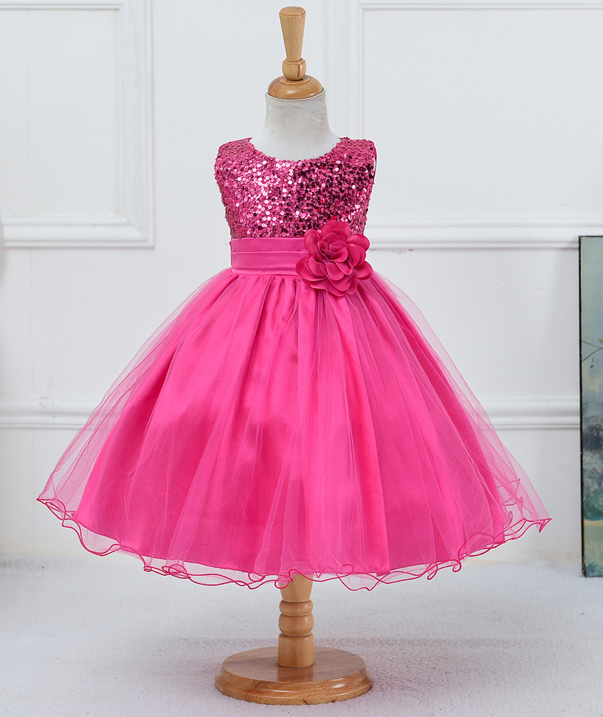 Baby sequin dress with an elegant princess design, perfect for flower girls at weddings and special occasions  