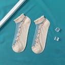 Women's Thin Crystal Sheer Lace Boat Socks – Lightweight and Elegant