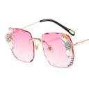 Stylish Frameless Rhinestone Sunglasses – Gradient Luxury Design for Women