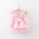 Elegant Girls' Set – Bowknot Dress with Flying Sleeves and Matching Shorts for a Charming Look