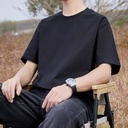 Men's Summer Loose-Fit Cotton T-Shirt – Solid Color with Short Sleeves for Comfortable Wear