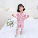 Children's Silk Pajama Set with Cartoon Print – Soft and Comfortable Homewear