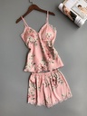 Women's Two-Piece Silk Pajama Set with Elegant Print