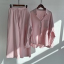 Elegant Women's Cotton and Linen Set – Loose Classic Shirt with High-Waisted Comfortable Trousers