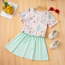 Elegant Girls' Outfit in European and American Style – Trendy T-shirt and Skirt Set