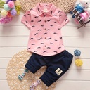Stylish two-piece children’s outfit – modern shirt and capri pants made of pure cotton