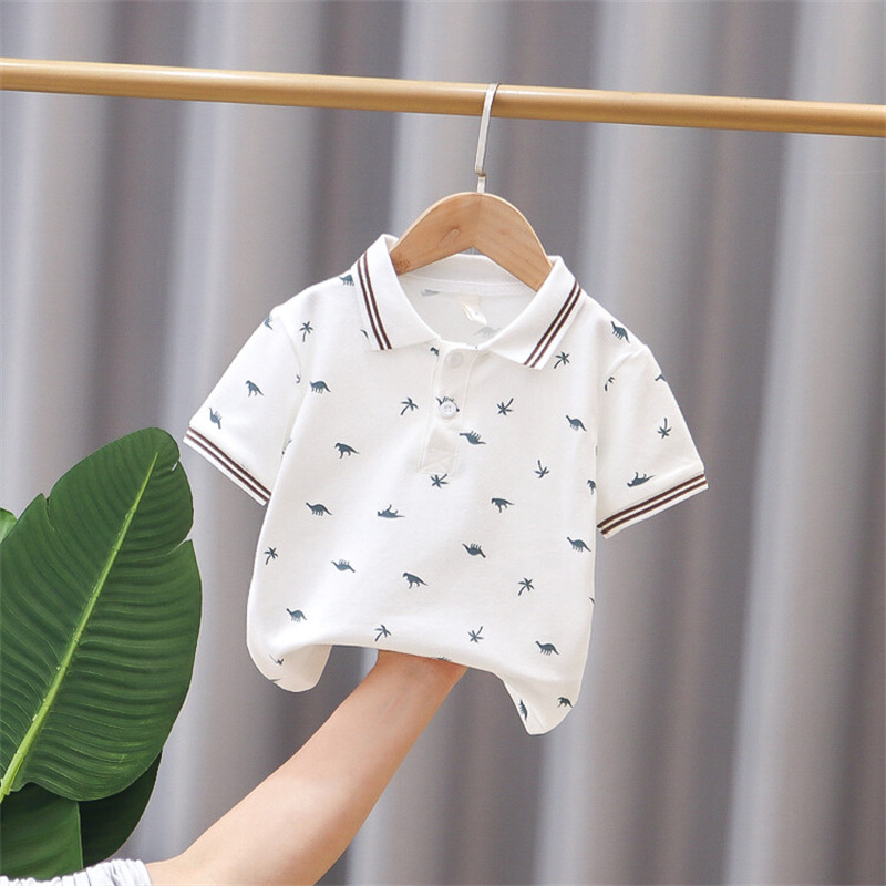 Short-sleeve polo collar blouse for children