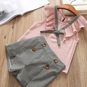 Girls' two-piece set – sleeveless chiffon blouse paired with short shorts