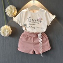 Two-piece set for girls – short-sleeve blouse paired with matching shorts
