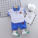 Elegant two-piece set: short-sleeved striped polo shirt paired with stylish shorts in a modern, attractive design