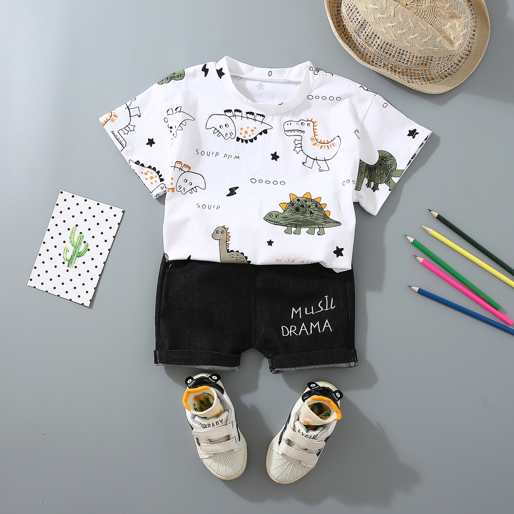 Full-print dinosaur casual boys' suit – a comfortable and modern design for a fun and playful look