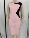 Women's dress with a slim-fit waist and contrasting color panel design – elegant and stretchy for a stylish and comfortable look