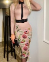 فستان نسائي بطباعة عصرية مميزة مع حزام – تصميم ملفت يضفي لمسة أنيقة وجريئة على إطلالتك